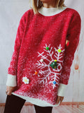 Casual Christmas Element Round Neck Sweater and Scarf Set