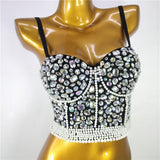 Women Corset Crop Tops | Streetwear Beading Diamond Push Up Bra Casual Tank Top