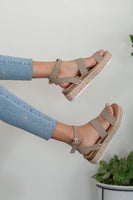 Espadrille Platform Sandals in Taupe | Adjustable Ankle Strap Platform Sole-WickyDeez | Trendsi-WickyDeez