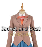 Doki Doki Literature Club Sayori Yuri Natsuki Monika Cosplay Costume Vest + Wig + Shoes-Anime Cosplay-WickyDeez