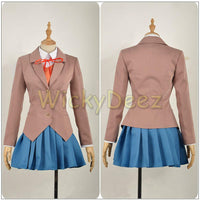 Doki Doki Literature Club Sayori Yuri Natsuki Monika Cosplay Costume Vest + Wig + Shoes-Anime Cosplay-WickyDeez