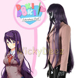 Doki Doki Literature Club Sayori Yuri Natsuki Monika Cosplay Costume Vest + Wig + Shoes-Anime Cosplay-WickyDeez