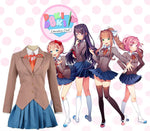 Doki Doki Literature Club Sayori Yuri Natsuki Monika Cosplay Costume Vest + Wig + Shoes-Anime Cosplay-WickyDeez