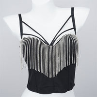 Women Corset Crop Tops | Streetwear Beading Diamond Push Up Bra Casual Tank Top