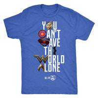 Justice League 2017 You Can't Save the World Alone - Mens Next Level Triblend T-Shirt (Movie Symbol Version)-DC Comics Cosplay-WickyDeez