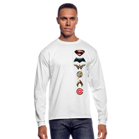 Justice League Movie Long Sleeve 100% Cotton Symbol Logo Shirt - Men's Long Sleeve T-Shirt - white