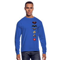 Justice League Movie Long Sleeve 100% Cotton Symbol Logo Shirt - Men's Long Sleeve T-Shirt - royal blue