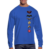 Justice League Movie Long Sleeve 100% Cotton Symbol Logo Shirt - Men's Long Sleeve T-Shirt - royal blue