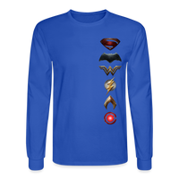 Justice League Movie Long Sleeve 100% Cotton Symbol Logo Shirt - Men's Long Sleeve T-Shirt - royal blue