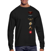 Justice League Movie Long Sleeve 100% Cotton Symbol Logo Shirt - Men's Long Sleeve T-Shirt - black