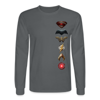 Justice League Movie Long Sleeve 100% Cotton Symbol Logo Shirt - Men's Long Sleeve T-Shirt - charcoal