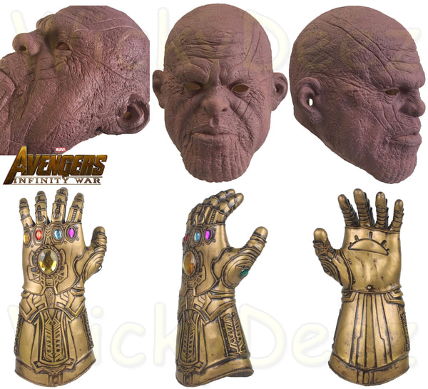 Thanos Infinity War Pink Face Mask Version & Infinity War Gauntlet Cosplay Props-Marvel Comics Cosplay-WickyDeez