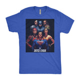 The Justice League Mens Next Level Triblend T-Shirt Group Edition-DC Comics Cosplay-WickyDeez