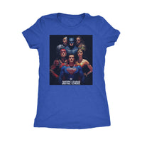 The Justice League Womens Next Level Triblend T-Shirt Group Edition-DC Comics Cosplay-WickyDeez