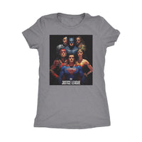 The Justice League Womens Next Level Triblend T-Shirt Group Edition-DC Comics Cosplay-WickyDeez