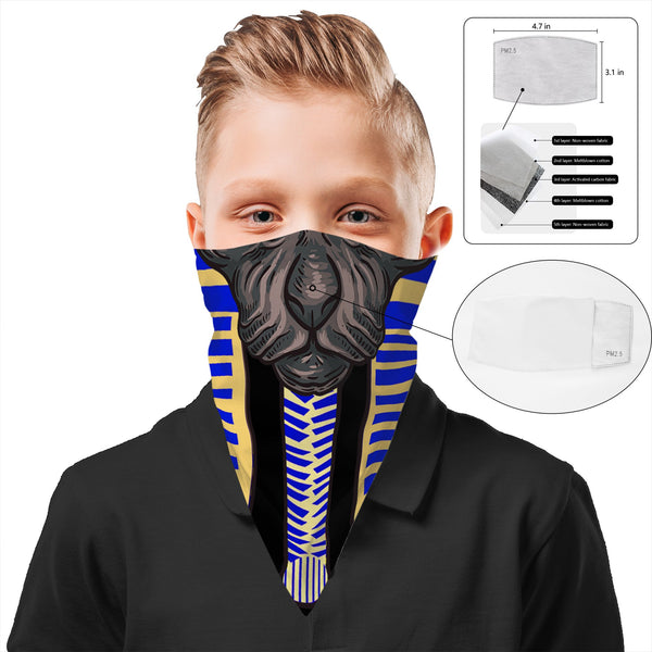 Children's Egyptian Pattern Bandana Face Mask Cover | 2x - 50x Disposable Five Layer Filter Pads Available - WickyDeez