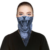 Roaring Blue Leopard Bandana Face Mask Cover | 2x - 50x Disposable Five Layer Filter Pads Available - WickyDeez