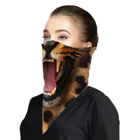 Roaring Leopard Bandana Face Mask Cover | 2x - 50x Disposable Five Layer Filter Pads Available - WickyDeez