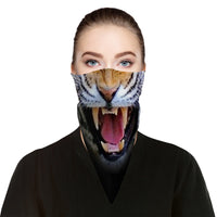 Roaring Tiger Bandana Face Mask Scarf Cover | 2x - 50x Disposable Five Layer Filter Pads Available - WickyDeez