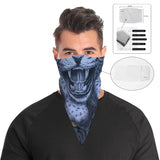 Roaring Blue Leopard Bandana Face Mask Cover | 2x - 50x Disposable Five Layer Filter Pads Available - WickyDeez