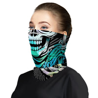 Cross-bone Skull Snood Face Mask Balaclava Scarf Cover | 2x - 50x Disposable Five Layer Filter Pads Available - WickyDeez