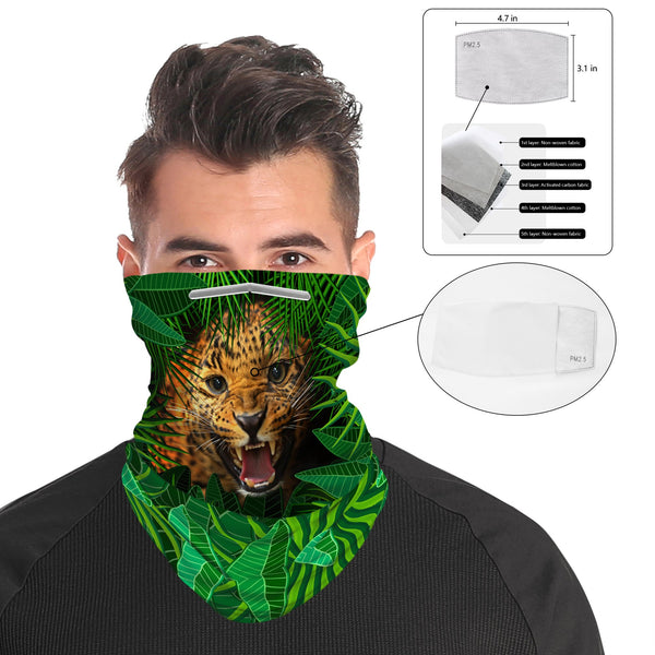 Leopard Snood Face Mask Balaclava Scarf Cover | 2x - 50x Disposable Five Layer Filter Pads Available - WickyDeez