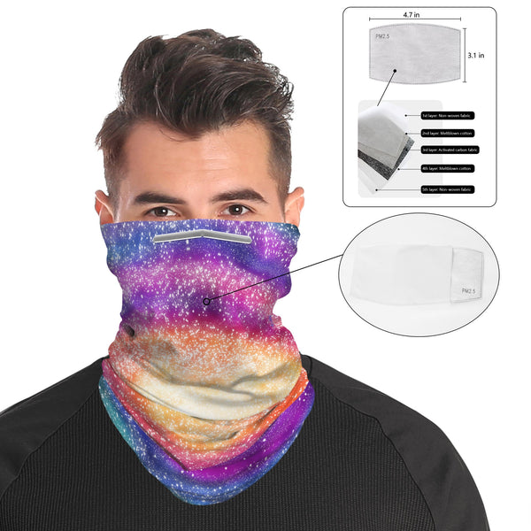 Galaxy Star Multi-Color Snood Face Mask Balaclava Scarf Cover | 2x - 50x Disposable Five Layer Filter Pads Available - WickyDeez