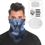 Blue Leopard Snood Face Mask Balaclava Scarf Cover | 2x - 50x Disposable Five Layer Filter Pads Available - WickyDeez