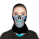 Gothic Skull Snood Face Mask Balaclava Scarf Cover | 2x - 50x Disposable Five Layer Filter Pads Available - WickyDeez