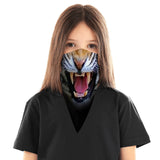 Children's Roaring Tiger Bandana Face Mask Scarf Cover | 2x - 50x Disposable Five Layer Filter Pads Available - WickyDeez