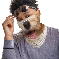 Fluffy Dog Snood Face Mask Balaclava Scarf Cover | 2x - 50x Disposable Five Layer Filter Pads Available - WickyDeez