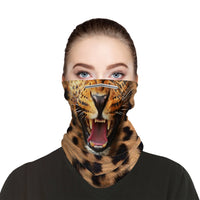 Roaring Leopard Face Mask Balaclava Scarf Cover | 2x - 50x Disposable Five Layer Filter Pads Available - WickyDeez