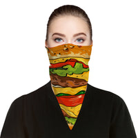 Burger Face Mask Bandana Scarf Cover | 2x - 50x Disposable Five Layer Filter Pads Available - WickyDeez