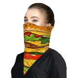 Burger Face Mask Bandana Scarf Cover | 2x - 50x Disposable Five Layer Filter Pads Available - WickyDeez