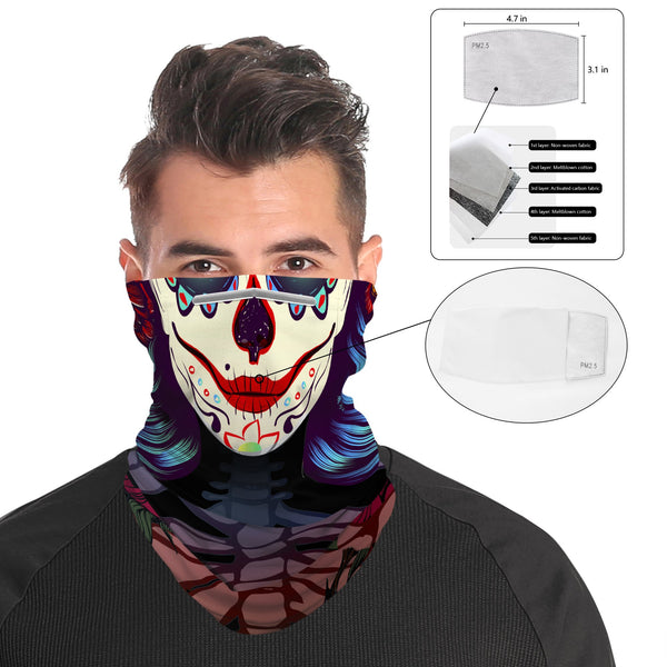 Gothic Spade Snood Face Mask Balaclava Scarf Cover | 2x - 50x Disposable Five Layer Filter Pads Available - WickyDeez