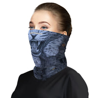 Blue Leopard Snood Face Mask Balaclava Scarf Cover | 2x - 50x Disposable Five Layer Filter Pads Available - WickyDeez