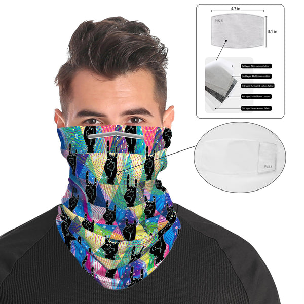 RockOn Snood Face Mask Balaclava Scarf Cover | 2x - 50x Disposable Five Layer Filter Pads Available - WickyDeez