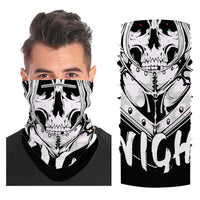 Skeleton Knight Skull Snood Face Mask Balaclava Scarf Cover | 2x - 50x Disposable Five Layer Filter Pads Available - WickyDeez