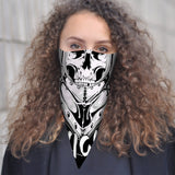 Skeleton Knight Skull Bandana Scarf Mask | 2x - 50x Disposable Five Layer Filter Pads Available - WickyDeez