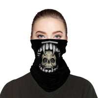 Vampire Skull Mouth Snood Face Mask Balaclava Scarf Cover | 2x - 50x Disposable Five Layer Filter Pads Available - WickyDeez