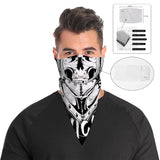 Skeleton Knight Skull Bandana Scarf Mask | 2x - 50x Disposable Five Layer Filter Pads Available - WickyDeez