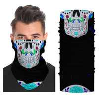 Gothic Skull Snood Face Mask Balaclava Scarf Cover | 2x - 50x Disposable Five Layer Filter Pads Available - WickyDeez