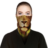 Lion Bandana Face Mask Cover | 2x - 50x Disposable Five Layer Filter Pads Available - WickyDeez