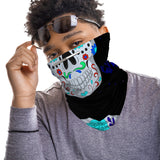 Gothic Skull Snood Face Mask Balaclava Scarf Cover | 2x - 50x Disposable Five Layer Filter Pads Available - WickyDeez