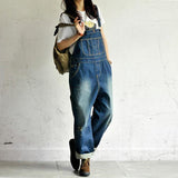 Women's Casual Loose Denim Overalls Ripped Hole Baggy Jeans Wide Leg Pants-Women's Tops-WickyDeez