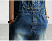 Women's Casual Loose Denim Overalls Ripped Hole Baggy Jeans Wide Leg Pants-Women's Tops-WickyDeez