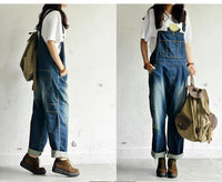 Women's Casual Loose Denim Overalls Ripped Hole Baggy Jeans Wide Leg Pants-Women's Tops-WickyDeez