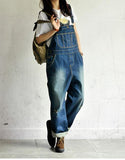 Women's Casual Loose Denim Overalls Ripped Hole Baggy Jeans Wide Leg Pants-Women's Tops-WickyDeez